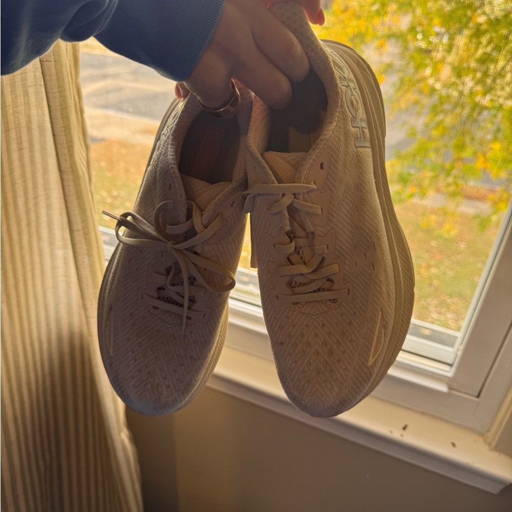 Hoka Light Beige Athletic Shoes